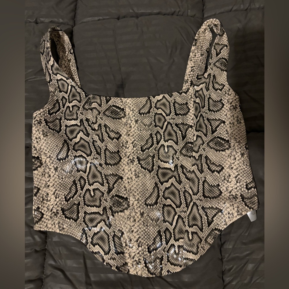 Pretty Little Thing snake print corset